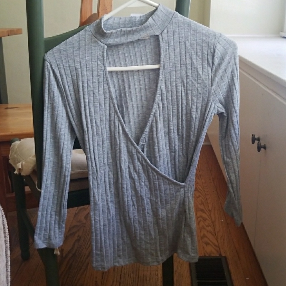 Grey Plunging Tee